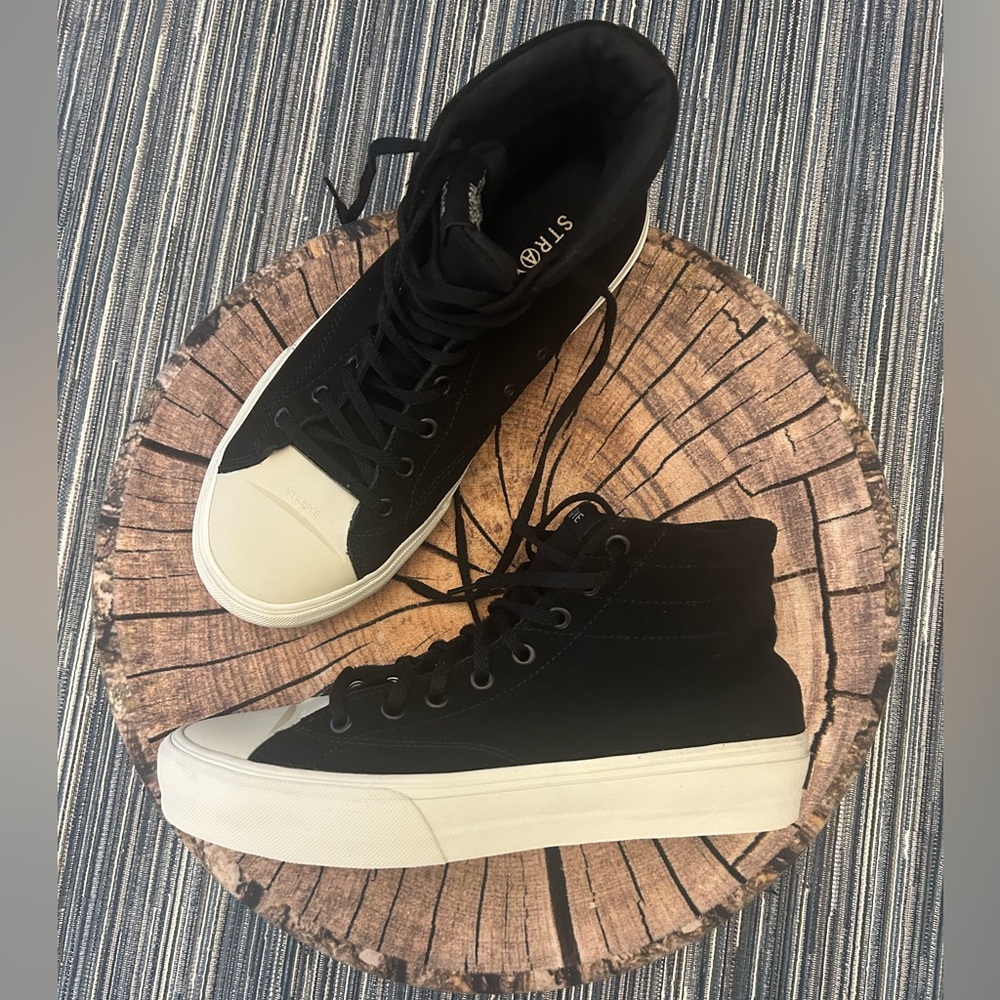 🆕Straye Venice Black Bone Suede Hightop Skate Board Shoes Men’s 8 Women’s 9.5
